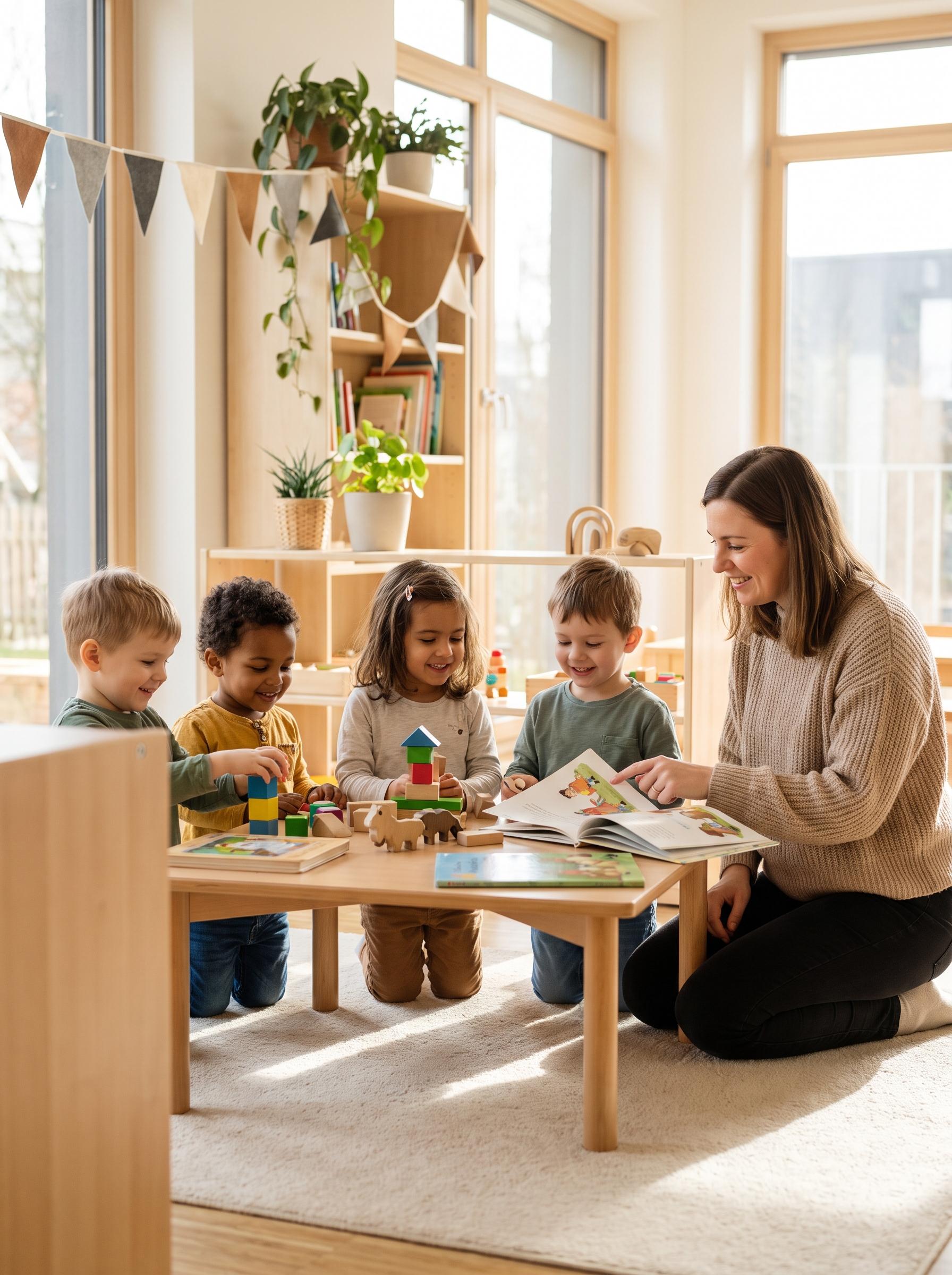 Kinder spielen und lernen gemeinsam in der Kita
